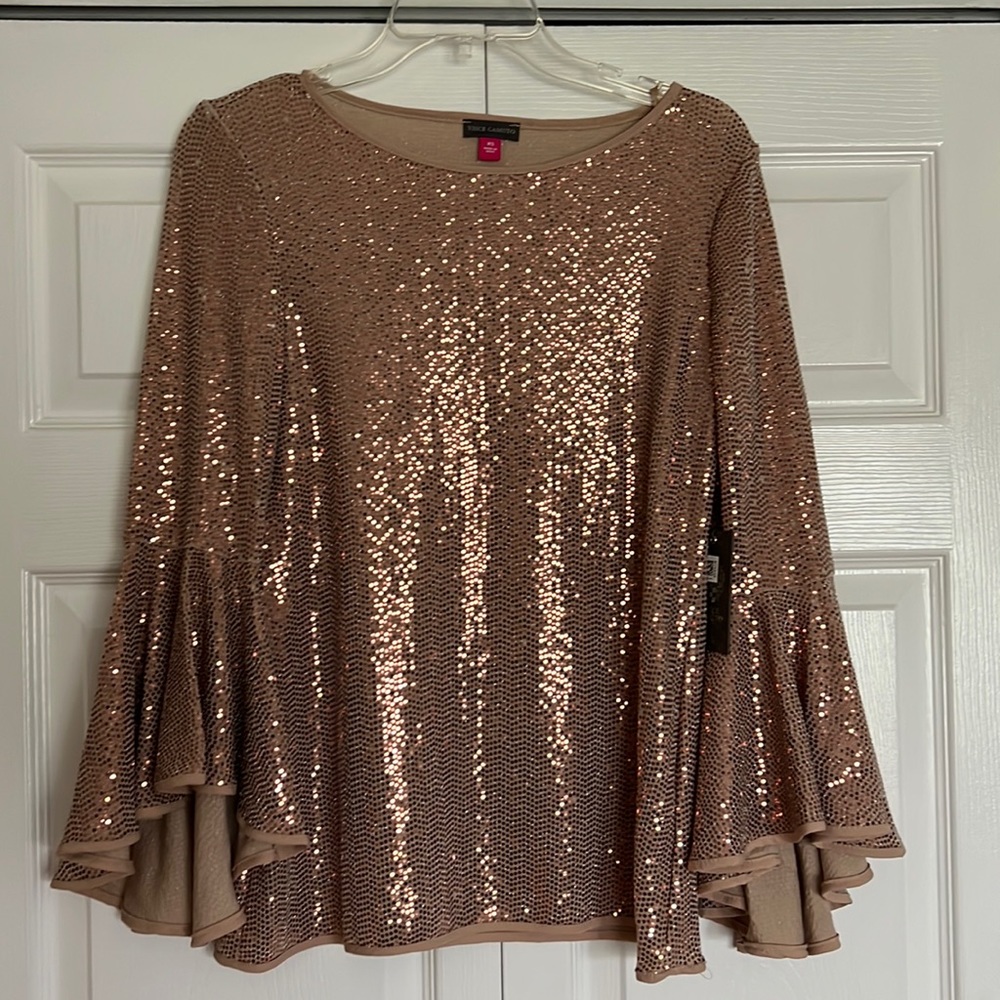 Xsmall Vince Camuto party tunic - sequins and flared sleeves - still has tags